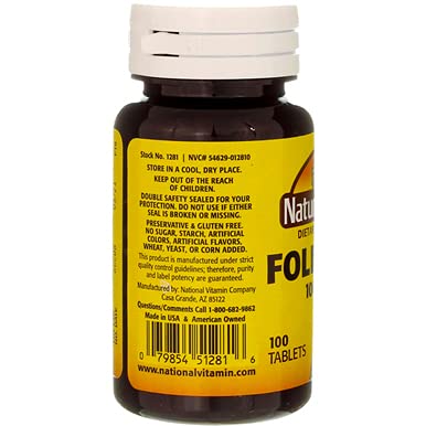 Tabletas Nature's Blend para salud y embarazo Ácido Fólico