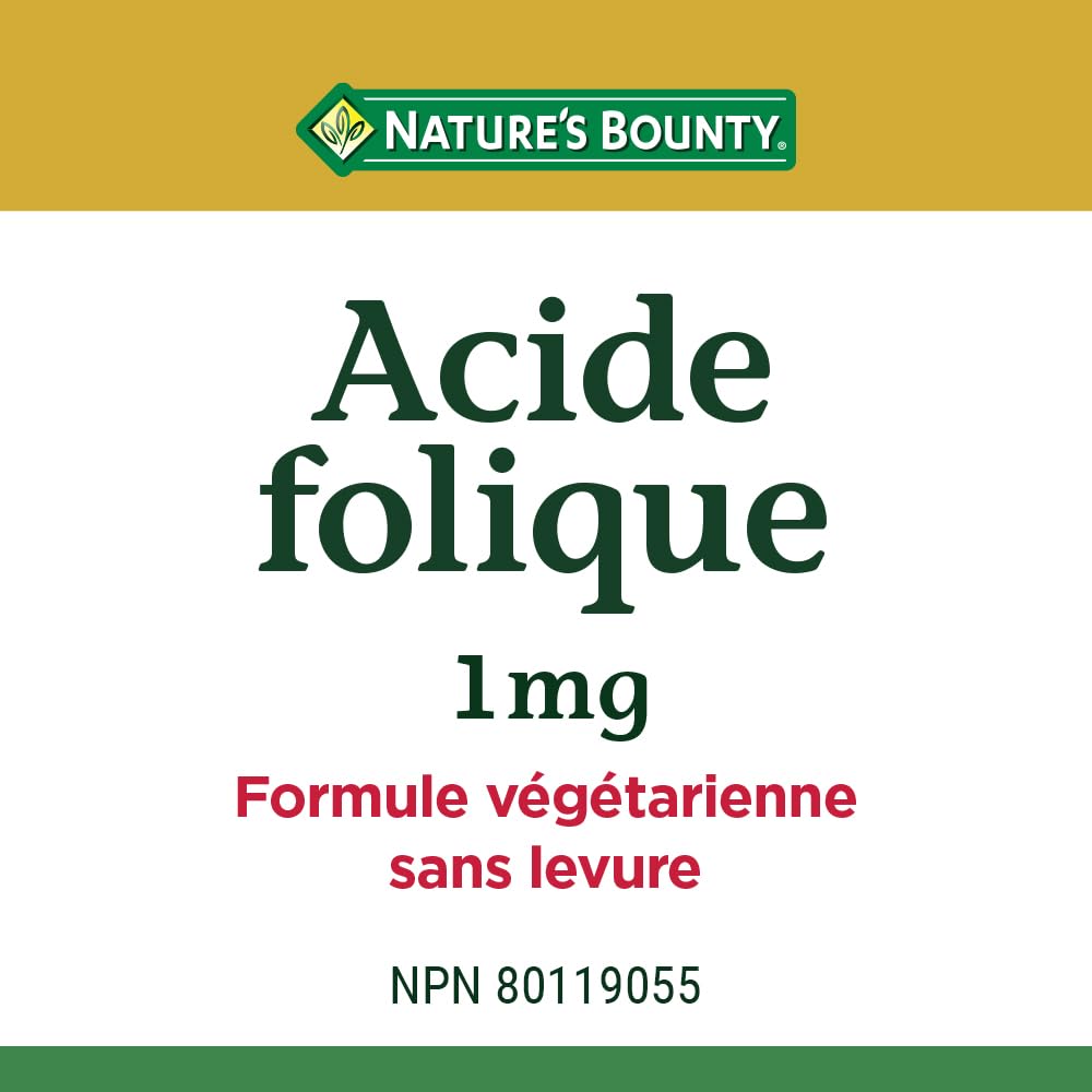 Tabletas Nature's Bounty Ácido Fólico 1 mg