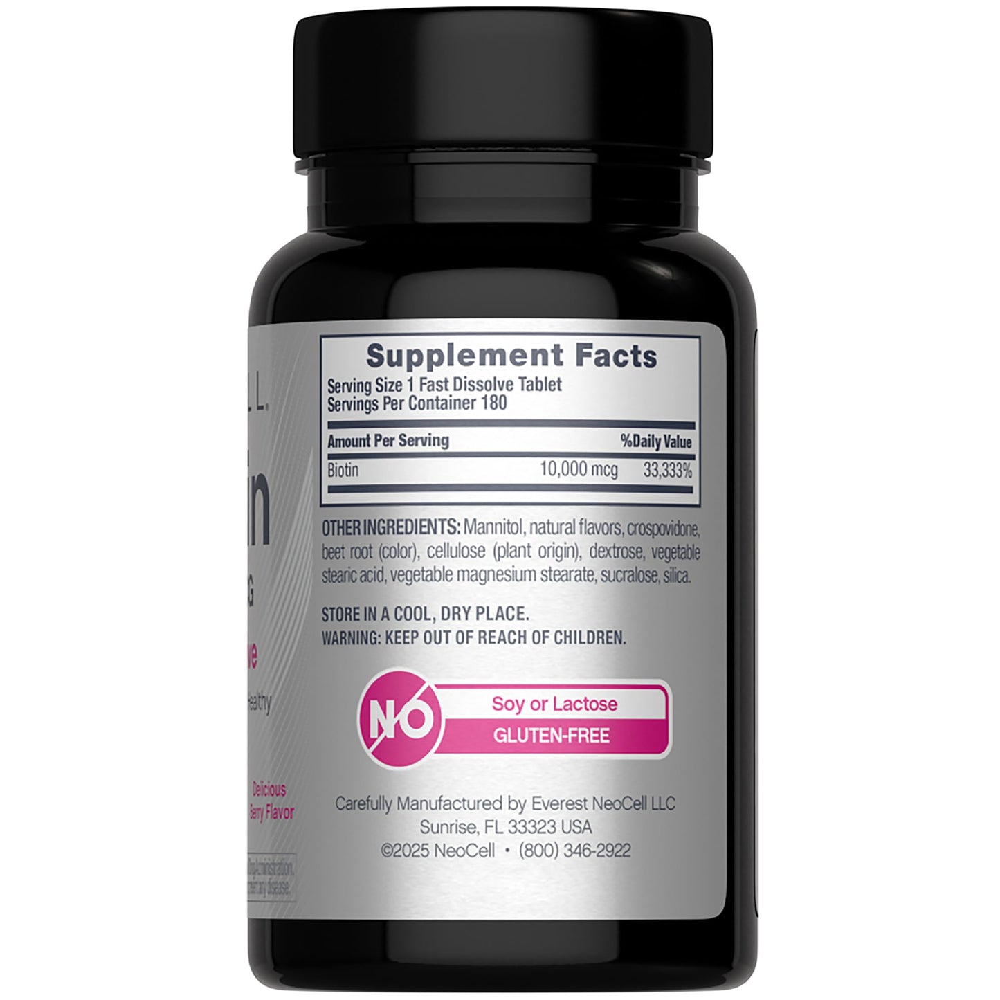 Tabletas NeoCell biotina 10000 mcg para cabello y piel