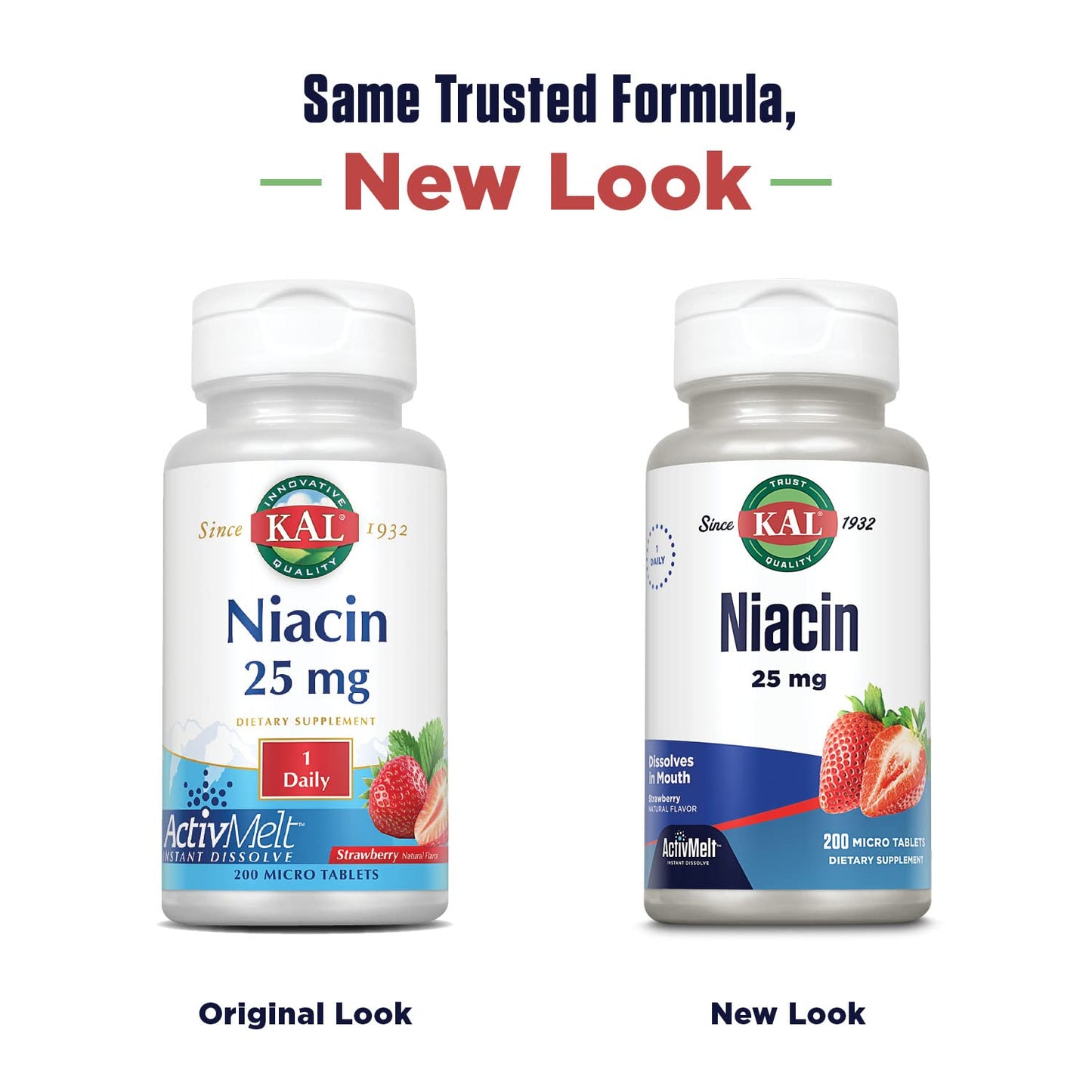 Tabletas niacina Kal 25 mg suplemento dietético fresa