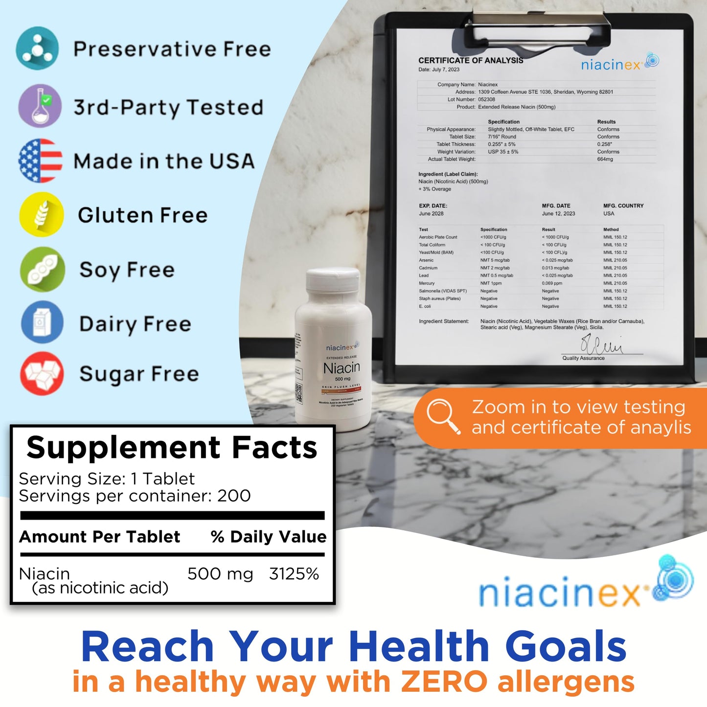 Tabletas niacina niacinex veganas para salud del corazón