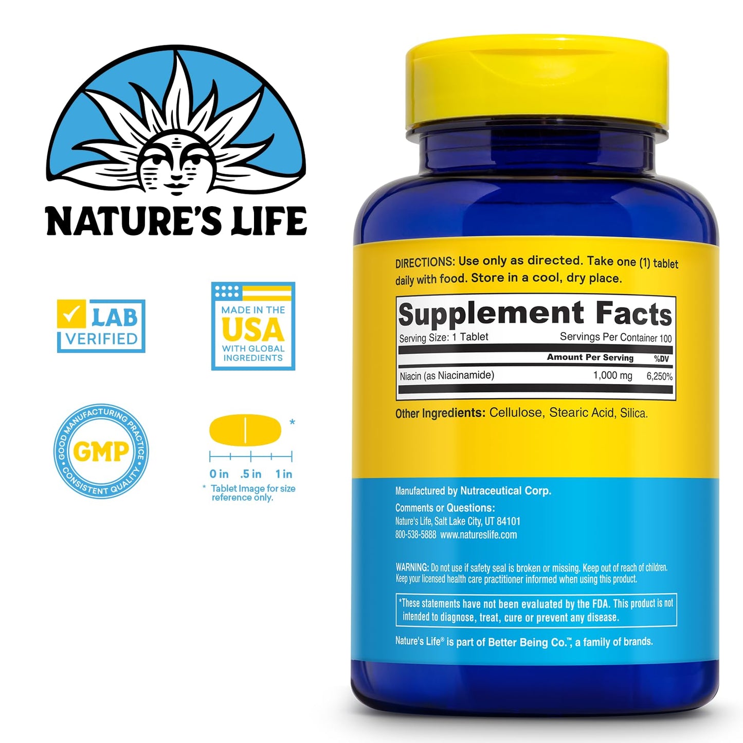 Tabletas niacinamida naturaleza vida 1000mg