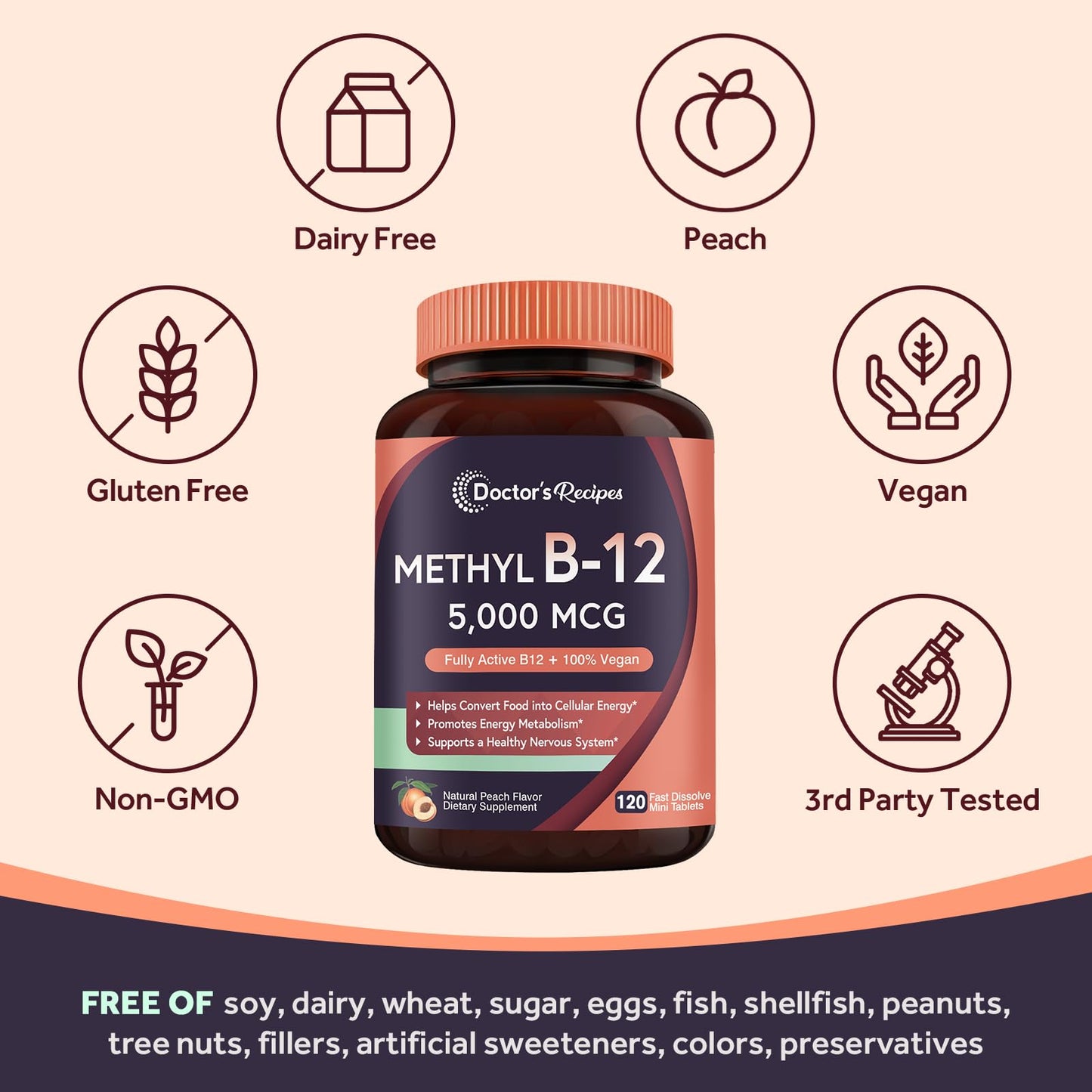 Tabletas nutricionales doctor's recipes vitamina B12 vegana