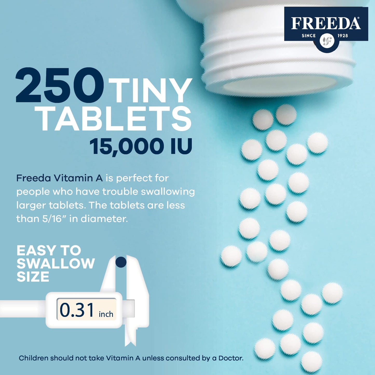 Tabletas pequeñas Vitamina A Freeda para fácil ingestión