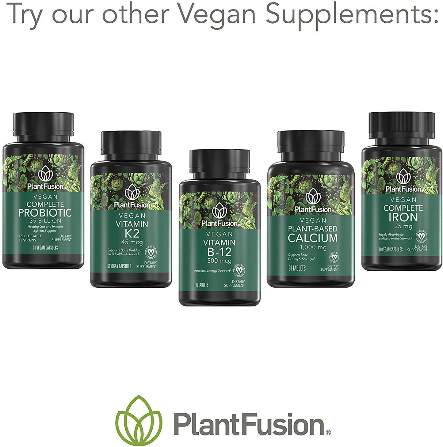 Tabletas PlantFusion B12 veganas sin GMO ni lácteos