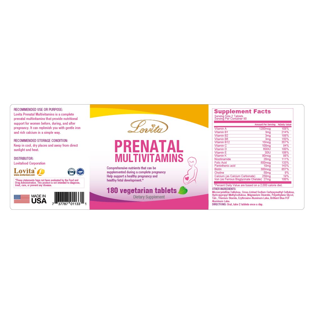 Tabletas prenatales Lovita para apoyo integral en embarazo