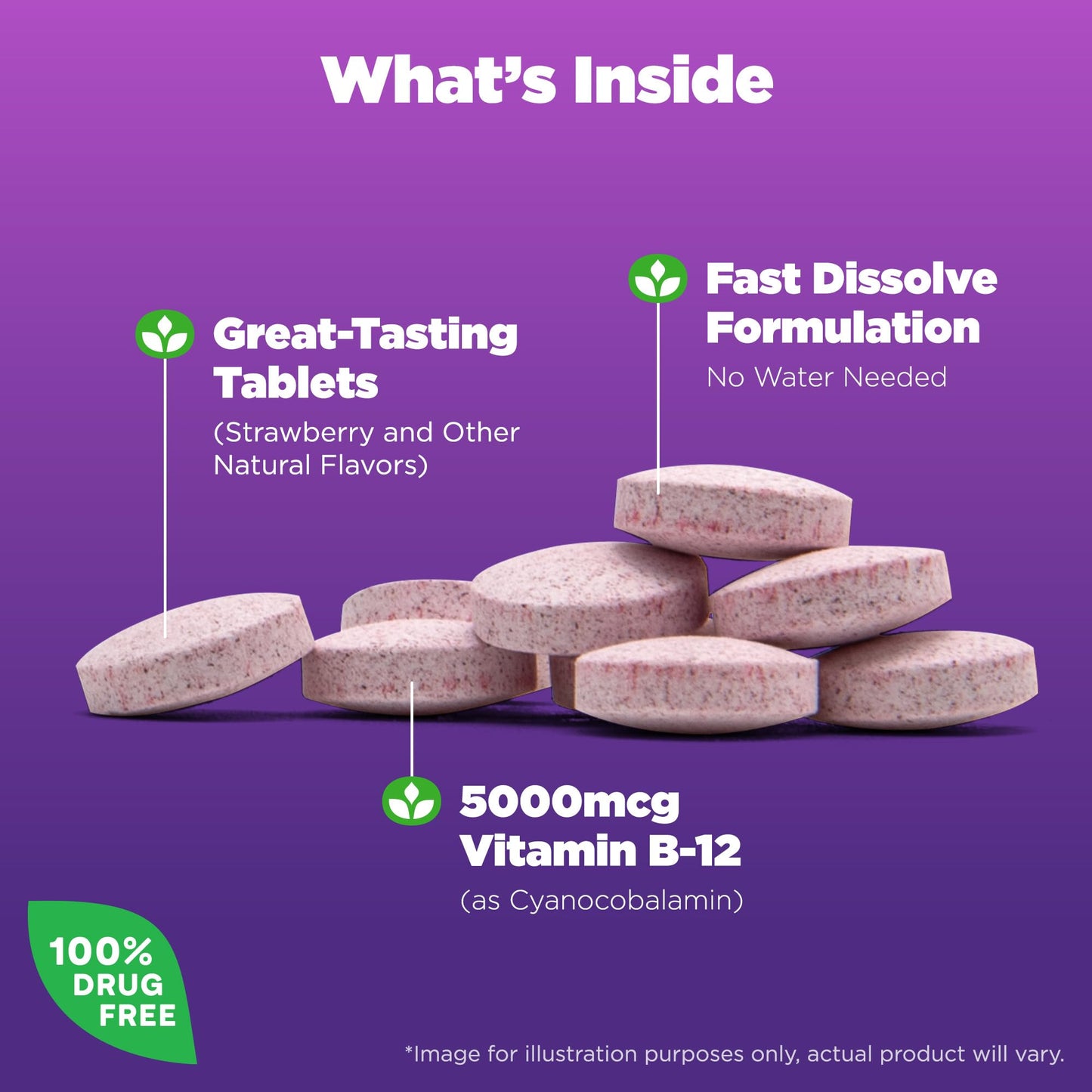 Tabletas rápido disolución Natrol vitamina B12 alta potencia