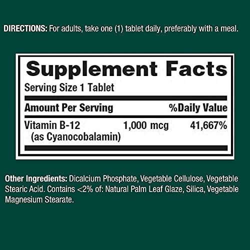 Tabletas recubiertas Vitamina B12 1000 mcg Nature's Bounty