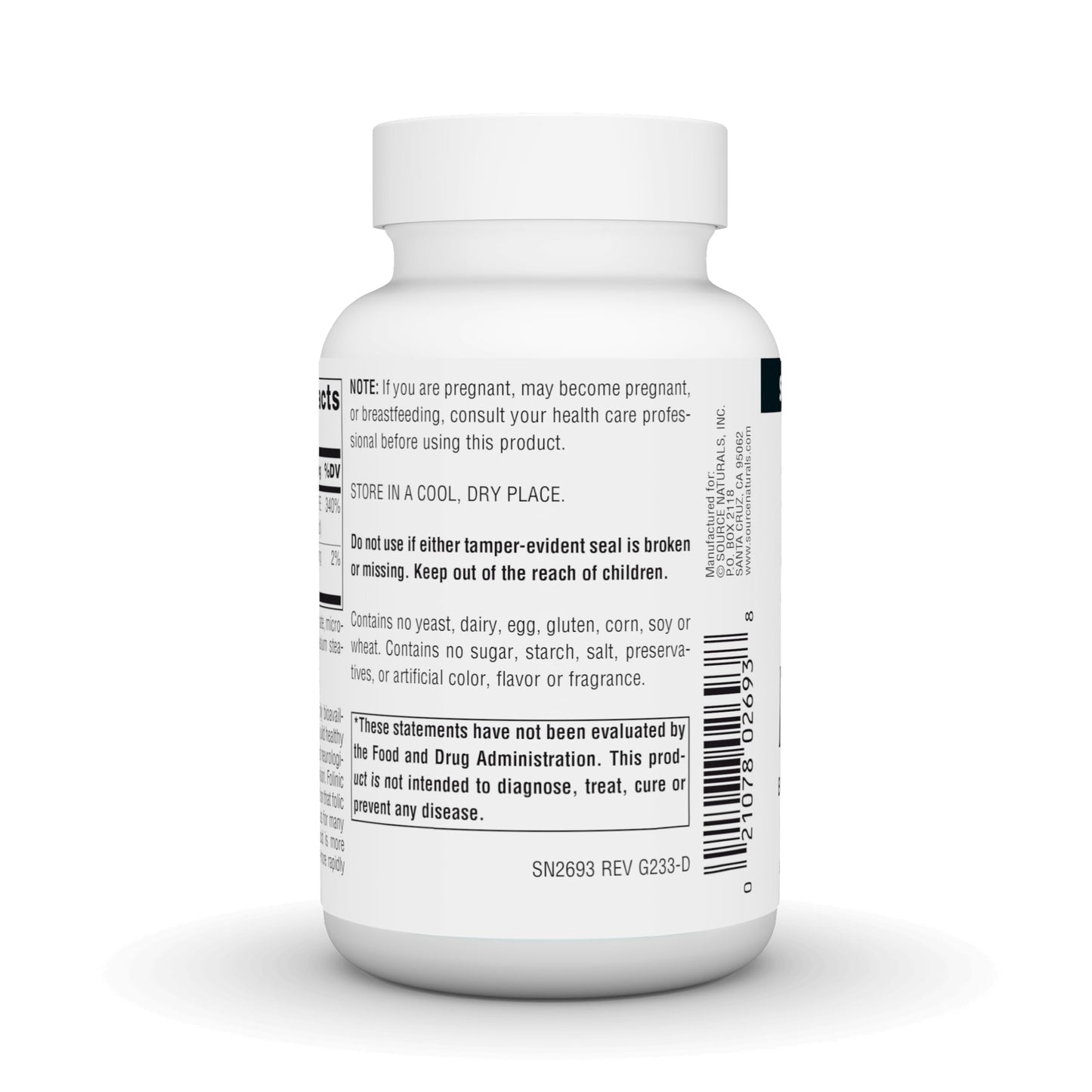 Tabletas Source Naturals MegaFolinic acetado folato