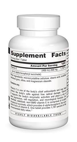 Tabletas Source Naturals vitamina e soportan salud celular