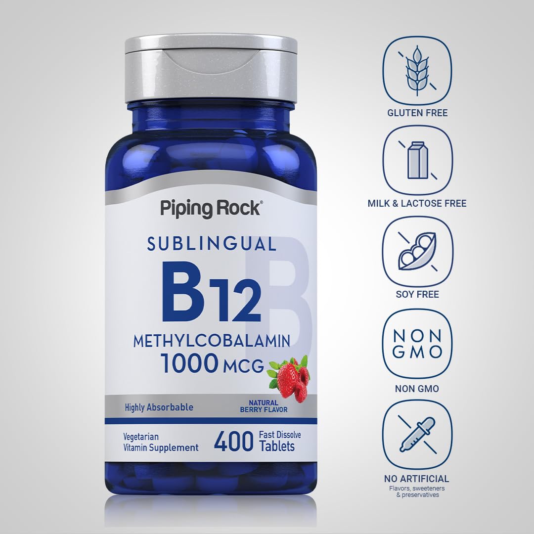 Tabletas sublinguales Piping Rock vitamina b12 sabor baya
