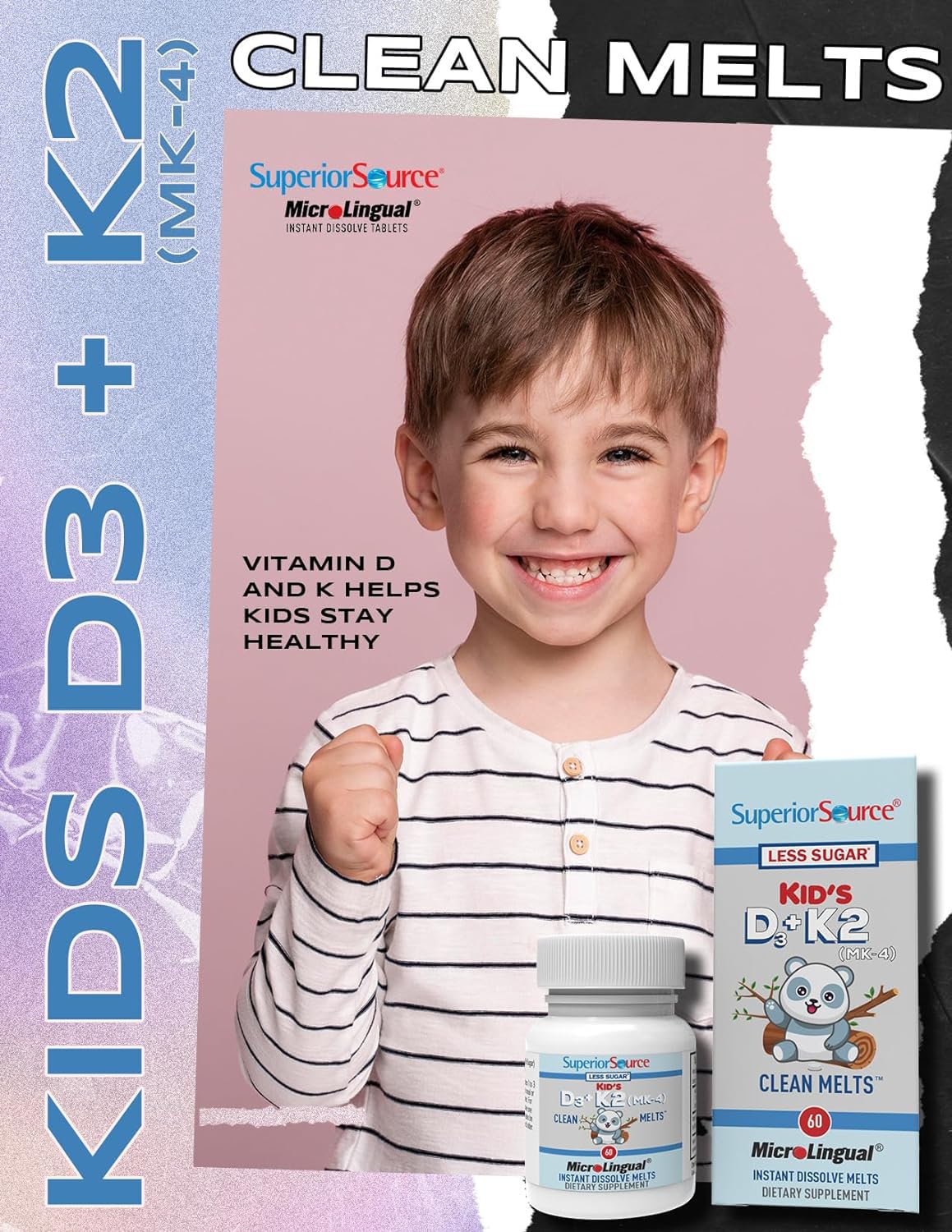 Tabletas sublinguales Superior Source D3 K2 para niños