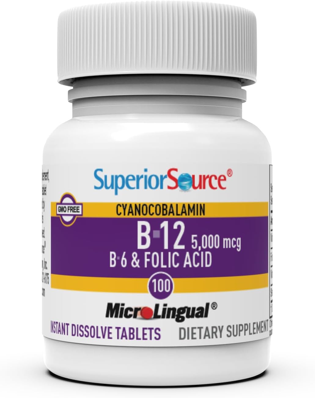 Tabletas sublinguales Superior Source NO SHOT B-12 60 unidades