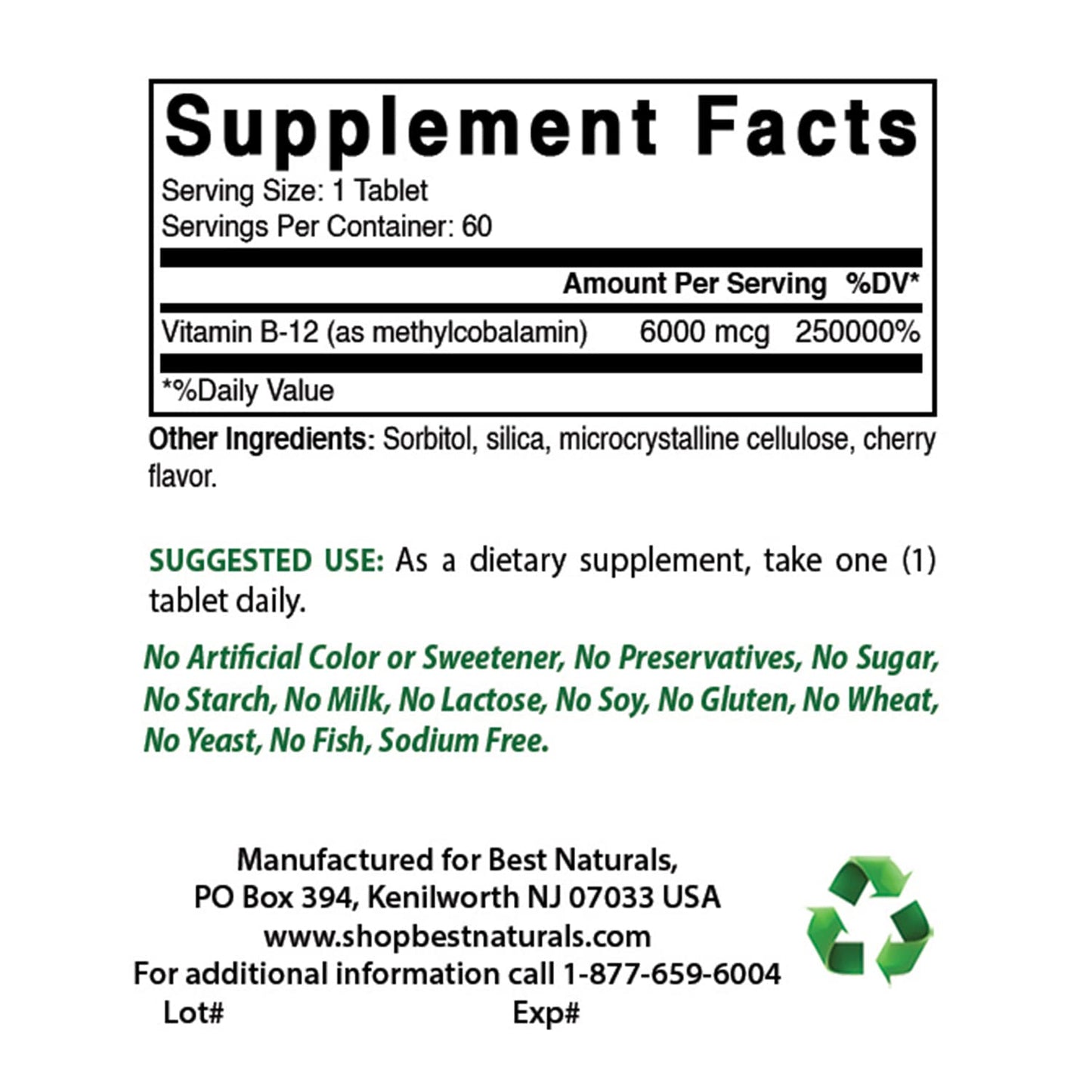 Tabletas sublinguales vitamina b12 best naturals