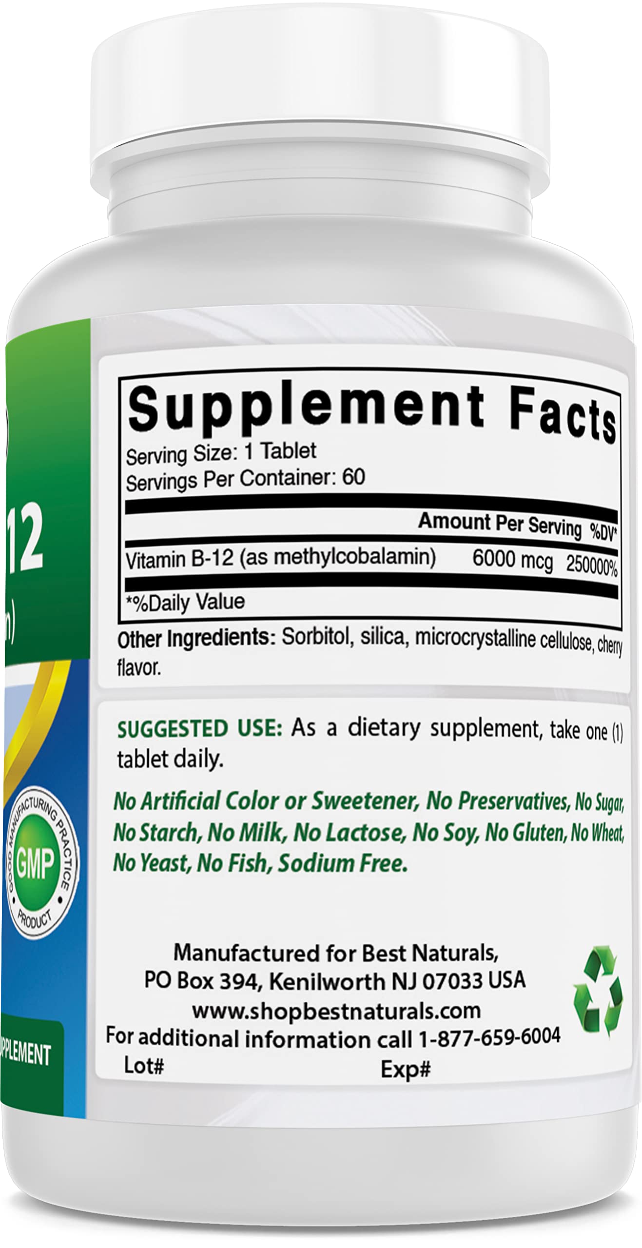Tabletas sublinguales de vitamina b12 best naturals