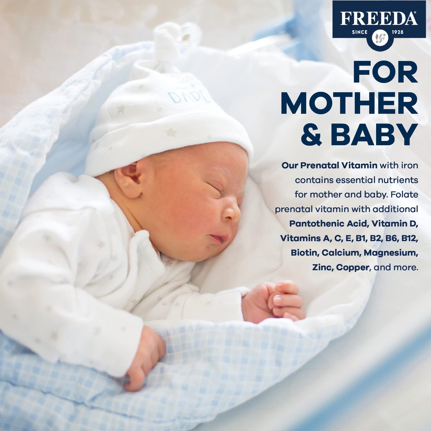tabletas suplemento prenatal freeda kosher 100 unidades