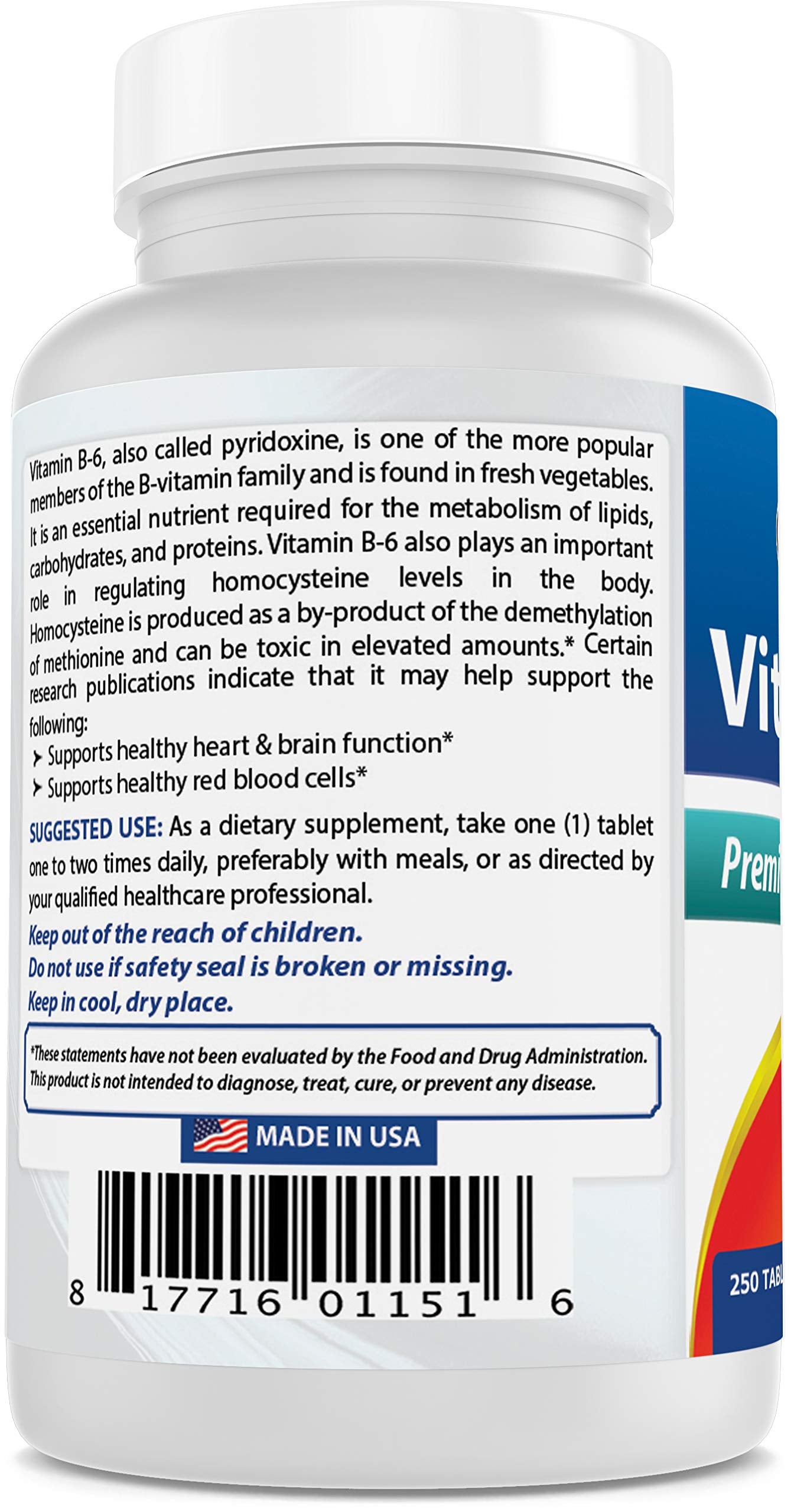 Tabletas de suplemento vitamínico Best Naturals B6