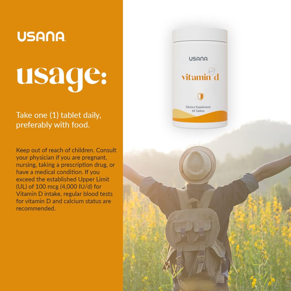Tabletas USANA vitamina d 2000 ui apoyo salud corazón y pulmones