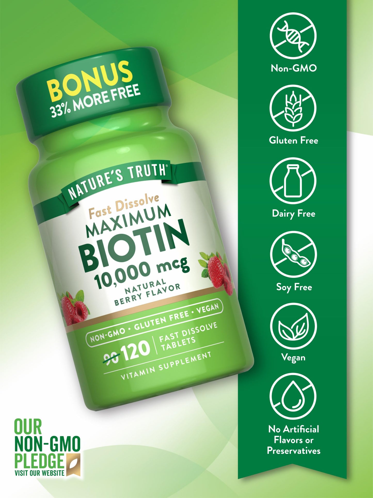 Tabletas veganas disolución rápida biotina Nature's Truth