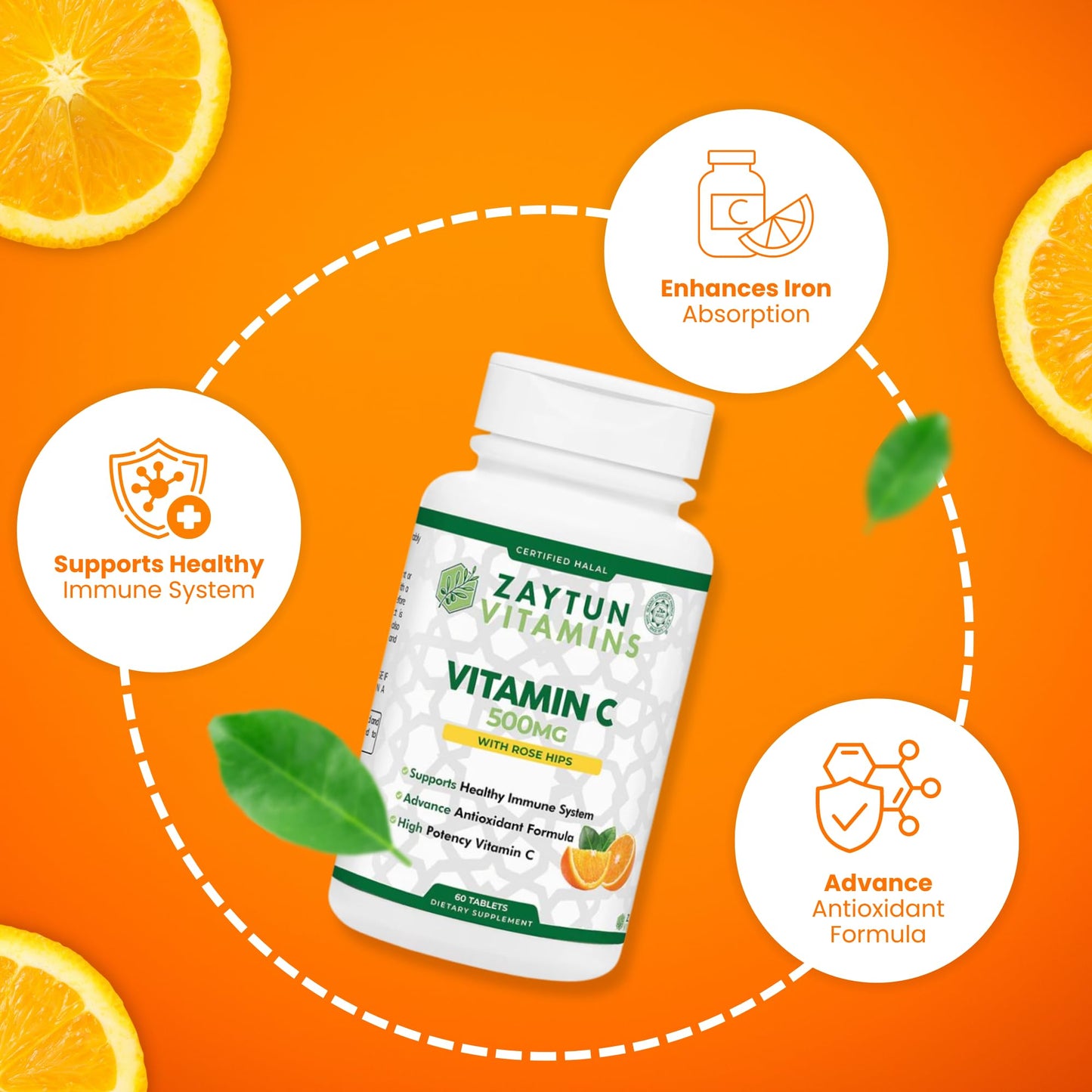 Tabletas veganas vitamina C Zaytun para sistema inmunológico