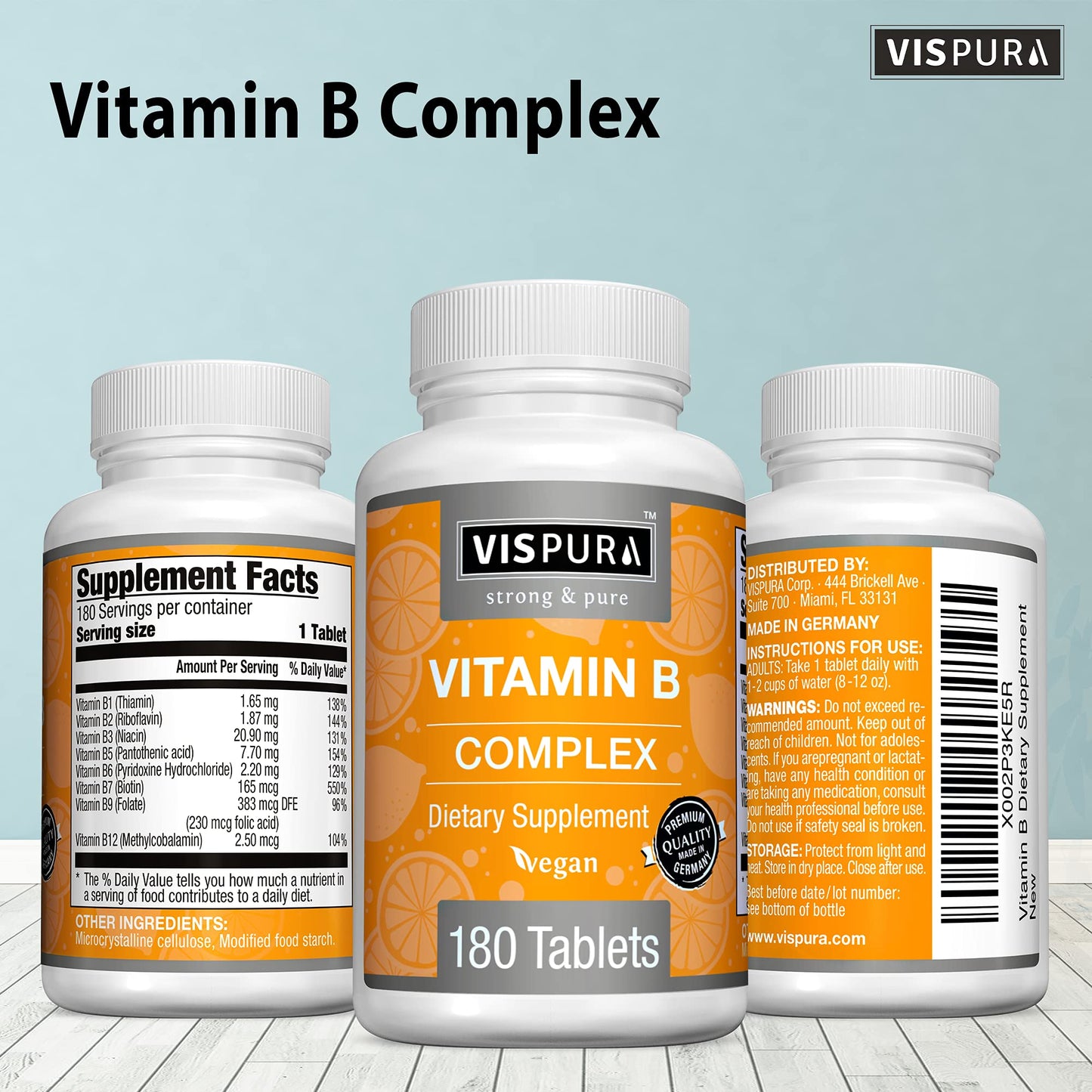 Tabletas veganas VISPURA complejo vitamina B estrés energía