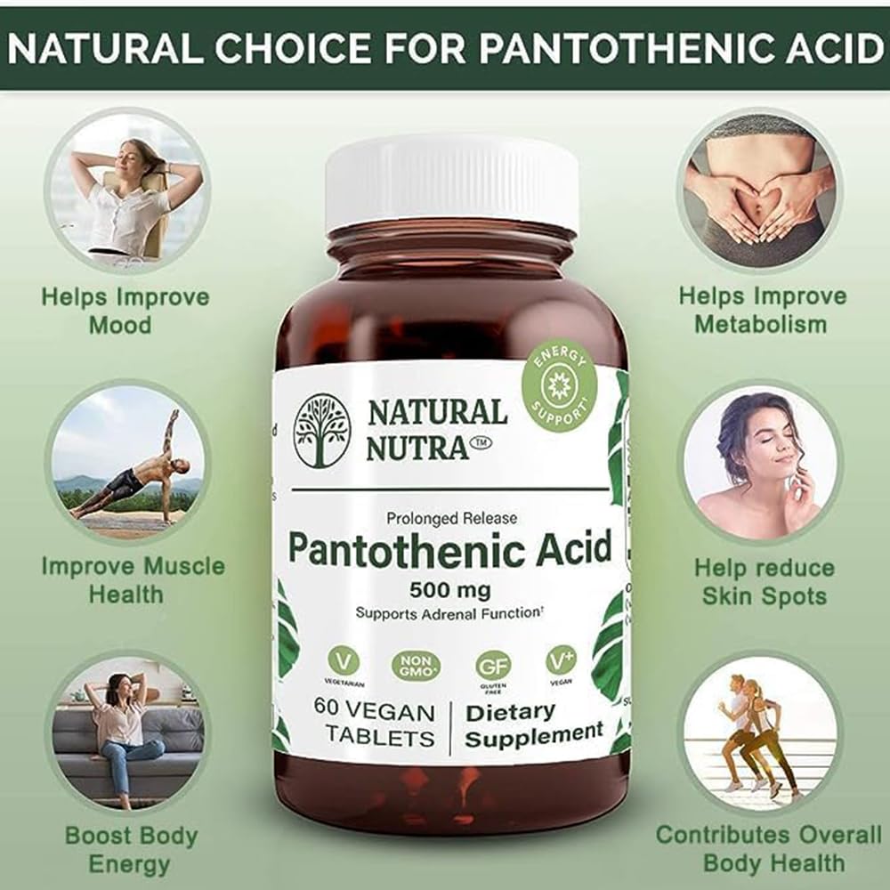 Tabletas vegetales Natural Nutra ácido pantoténico B5