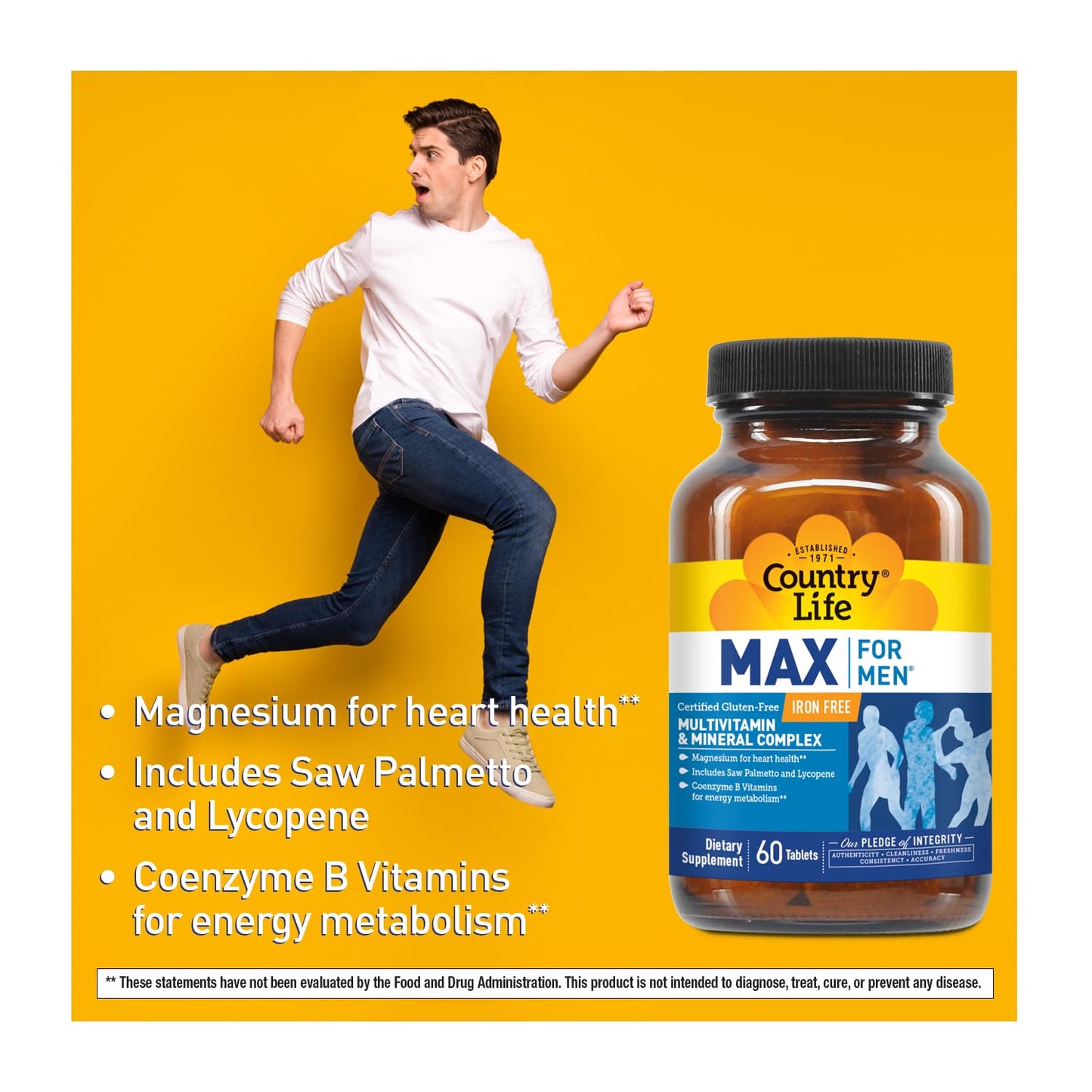 Tabletas vegetarianas Country Life para hombres, multivitamínico
