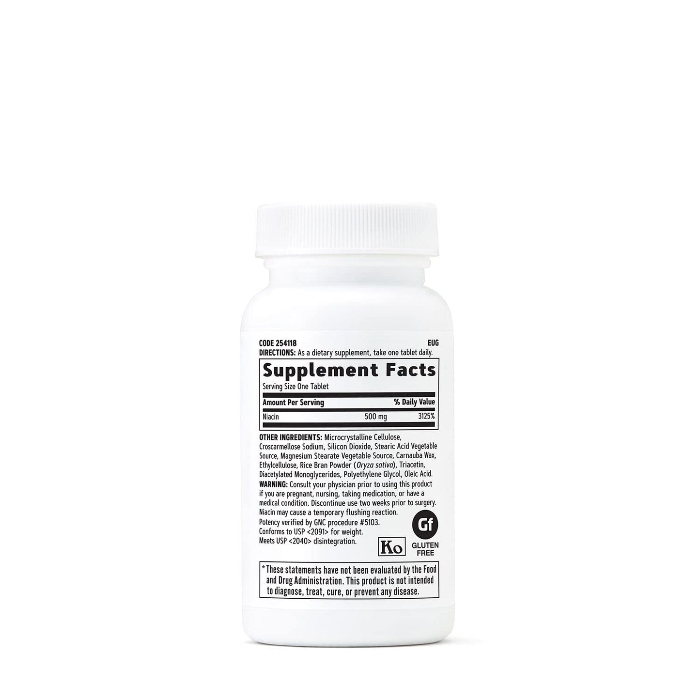 Tabletas vegetarianas GNC Niacina 500mg