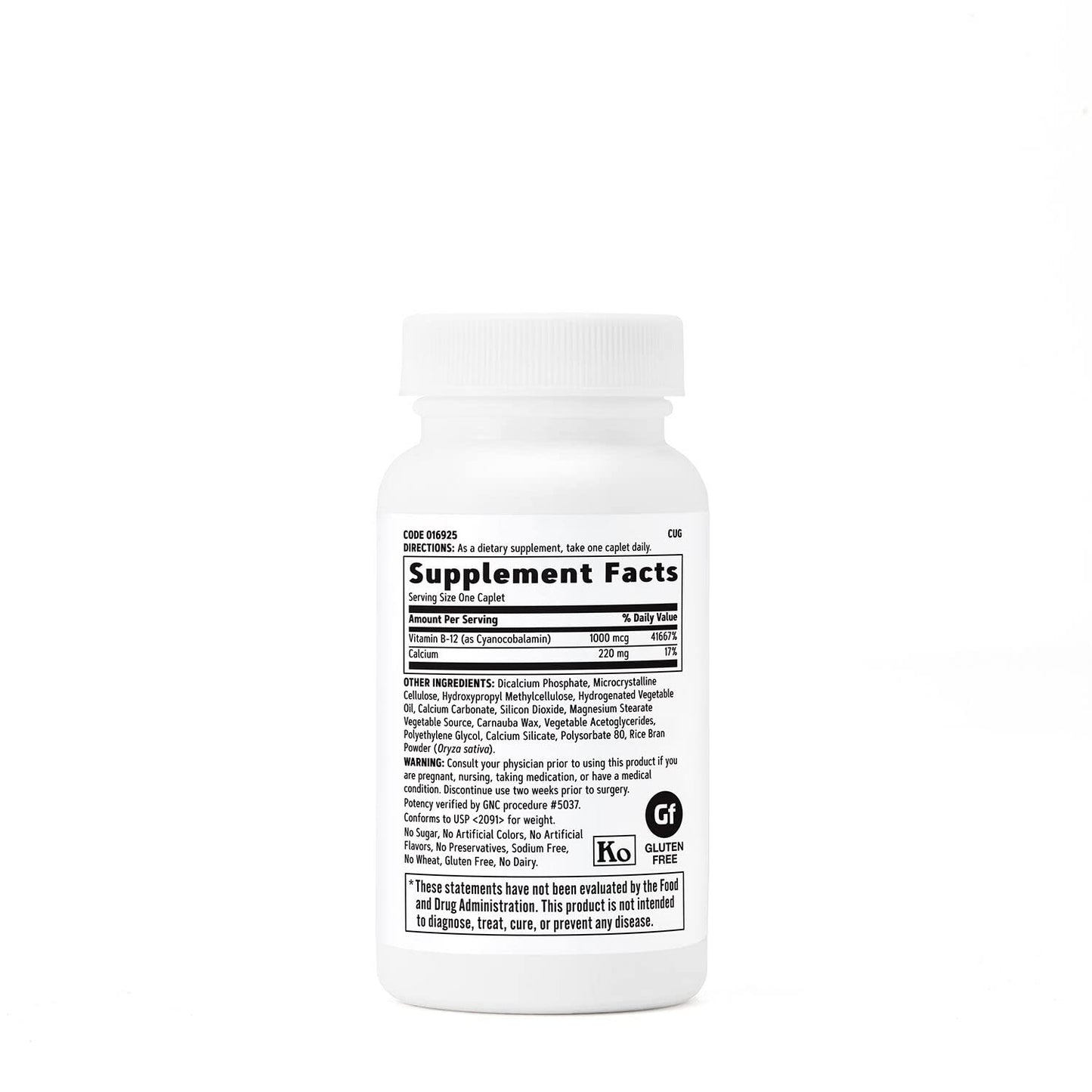 Detalle de tabletas vegetarianas Vitamina B12 GNC 1000mcg