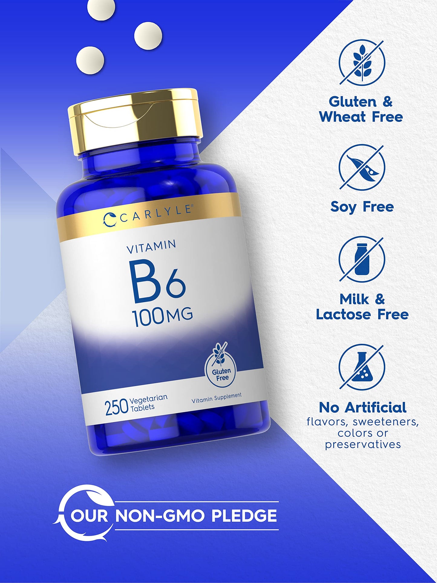 Tabletas vegetarianas vitamina B6 Carlyle paquete 250 unidades