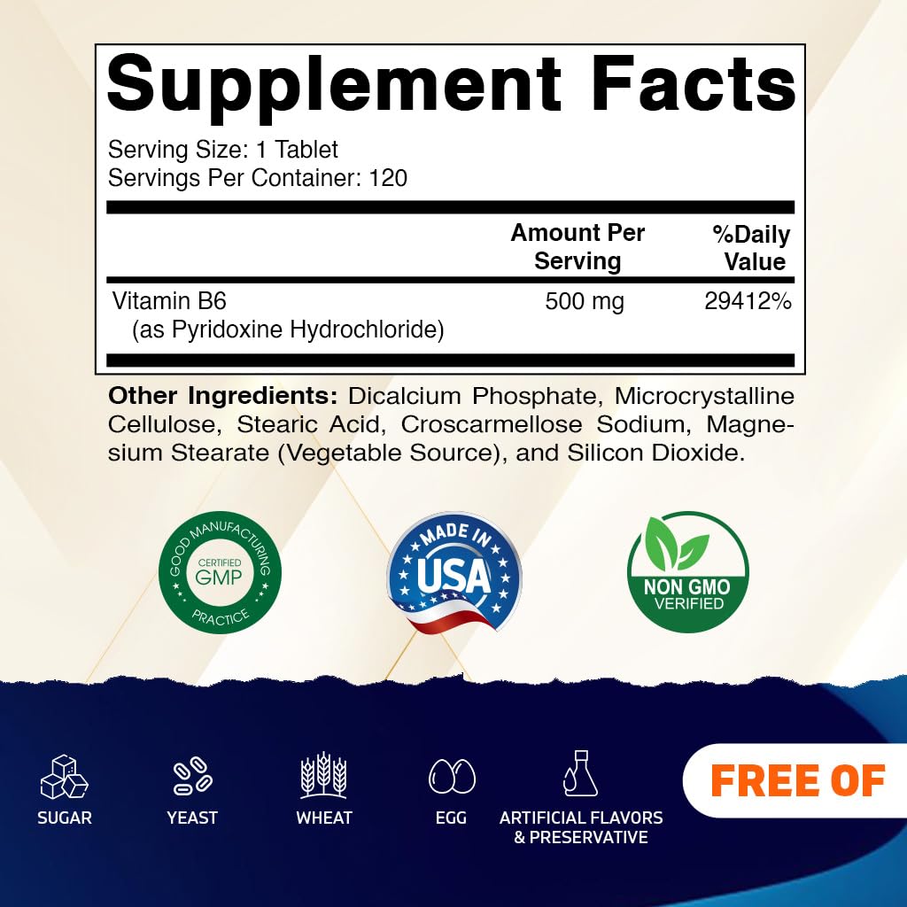 Tabletas vegetarianas Vitamatic Vitamina B6 500mg