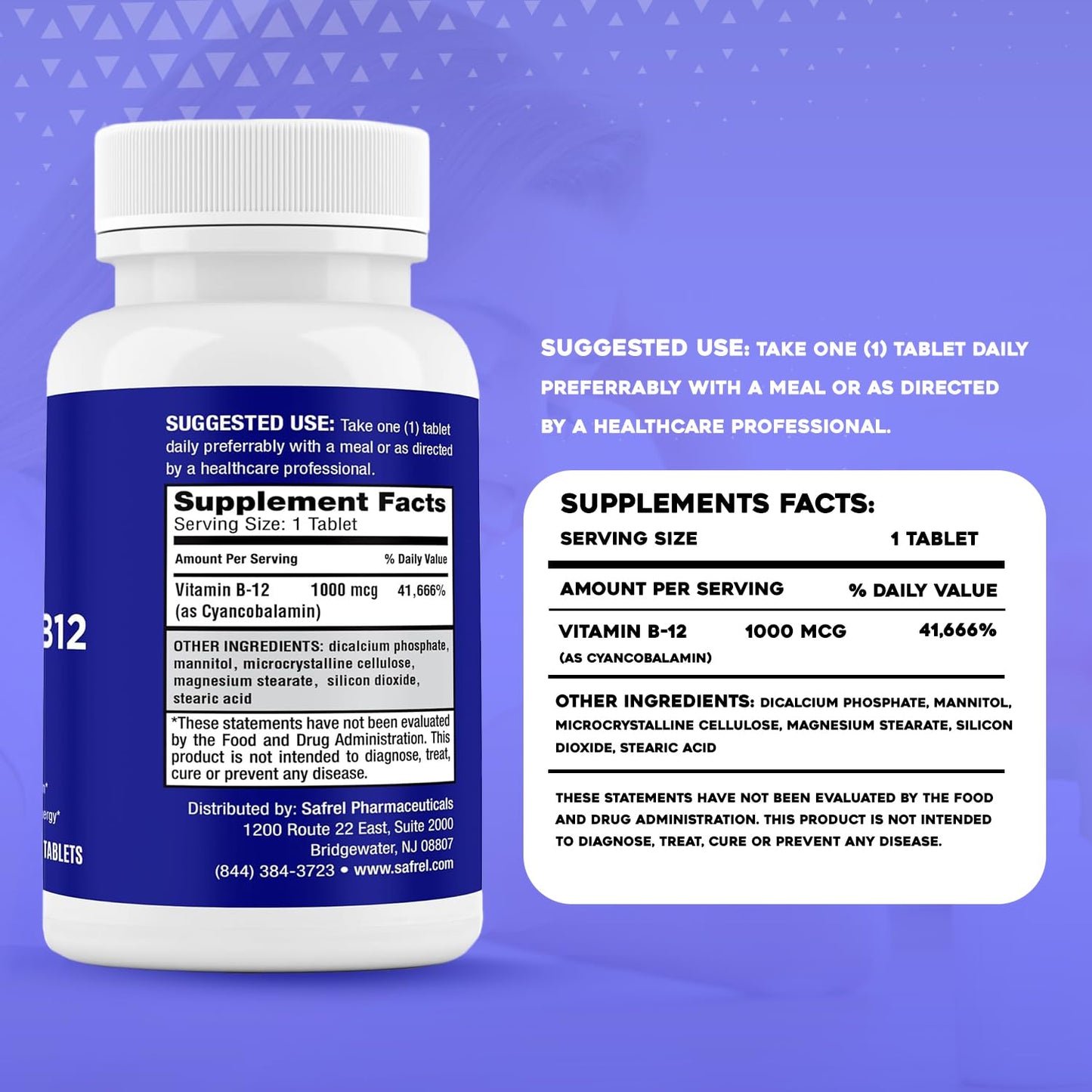Tabletas vitamin B12 Safrel para metabolismo