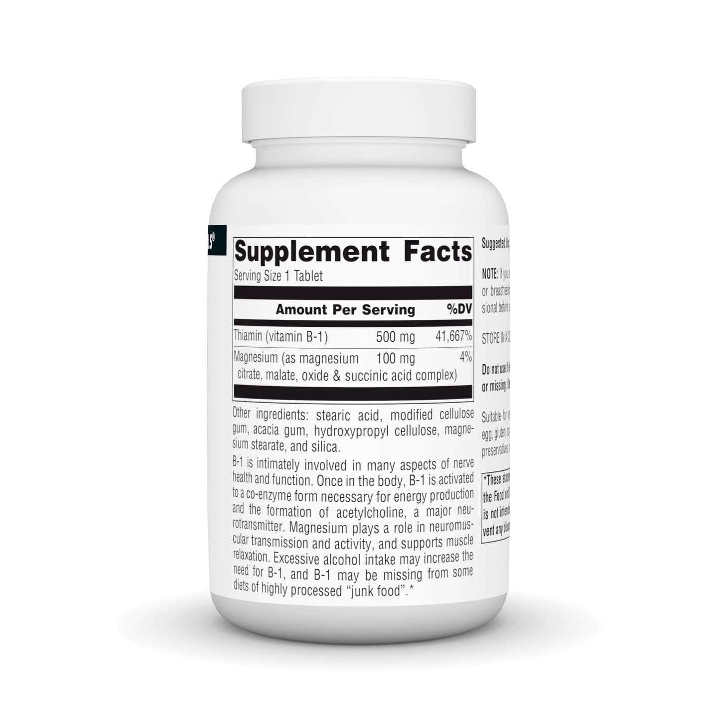 Tabletas vitamina B1 Source Naturals 500mg para salud nerviosa y energía