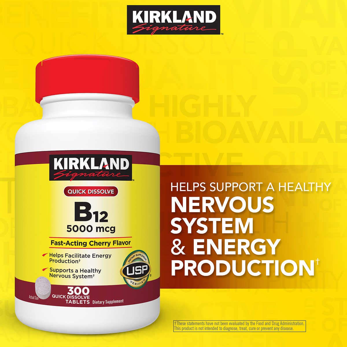 Tabletas de vitamina B-12 5000 mcg Kirkland paquete doble