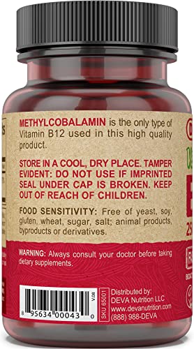Tabletas vitamina B12 DEVA metilcobalamina alta potencia sublingual