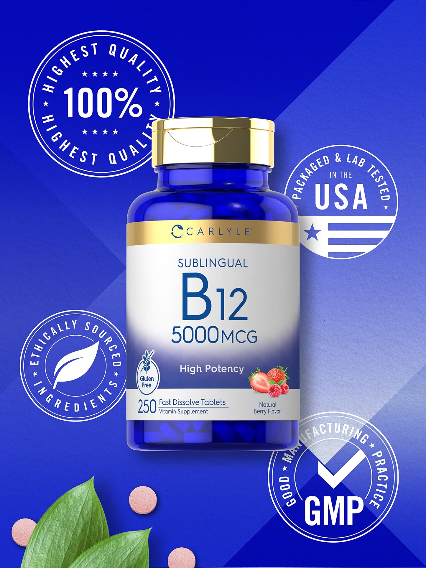 Tabletas vitamina b12 disolución rápida sabor baya Carlyle