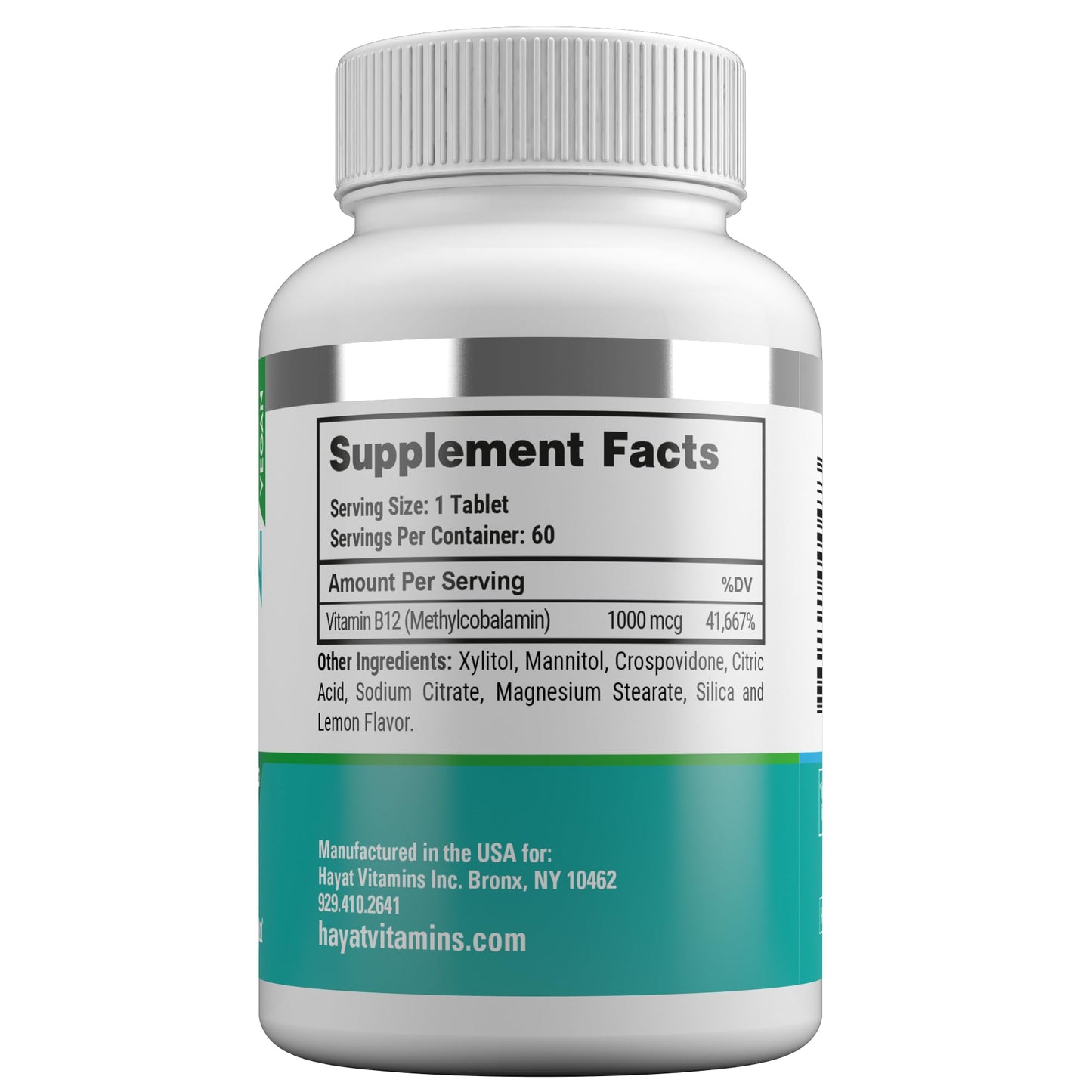 Tabletas de vitamina B12 HAYAT 1000 mcg certificación halal