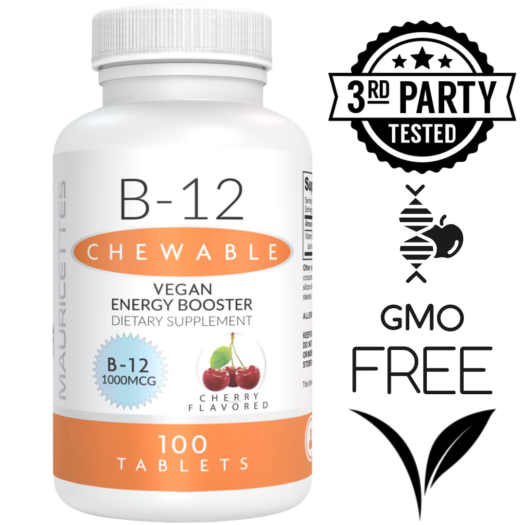 Tabletas de vitamina B12 masticables Mauricettes en mano
