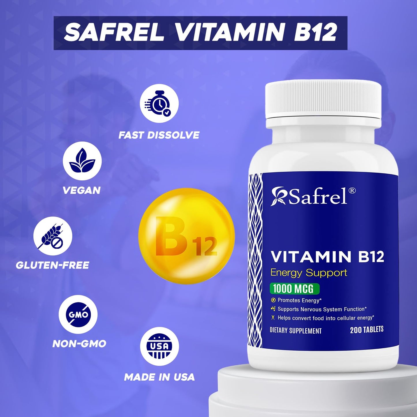 Tabletas vitamina B12 Safrel 1000mcg