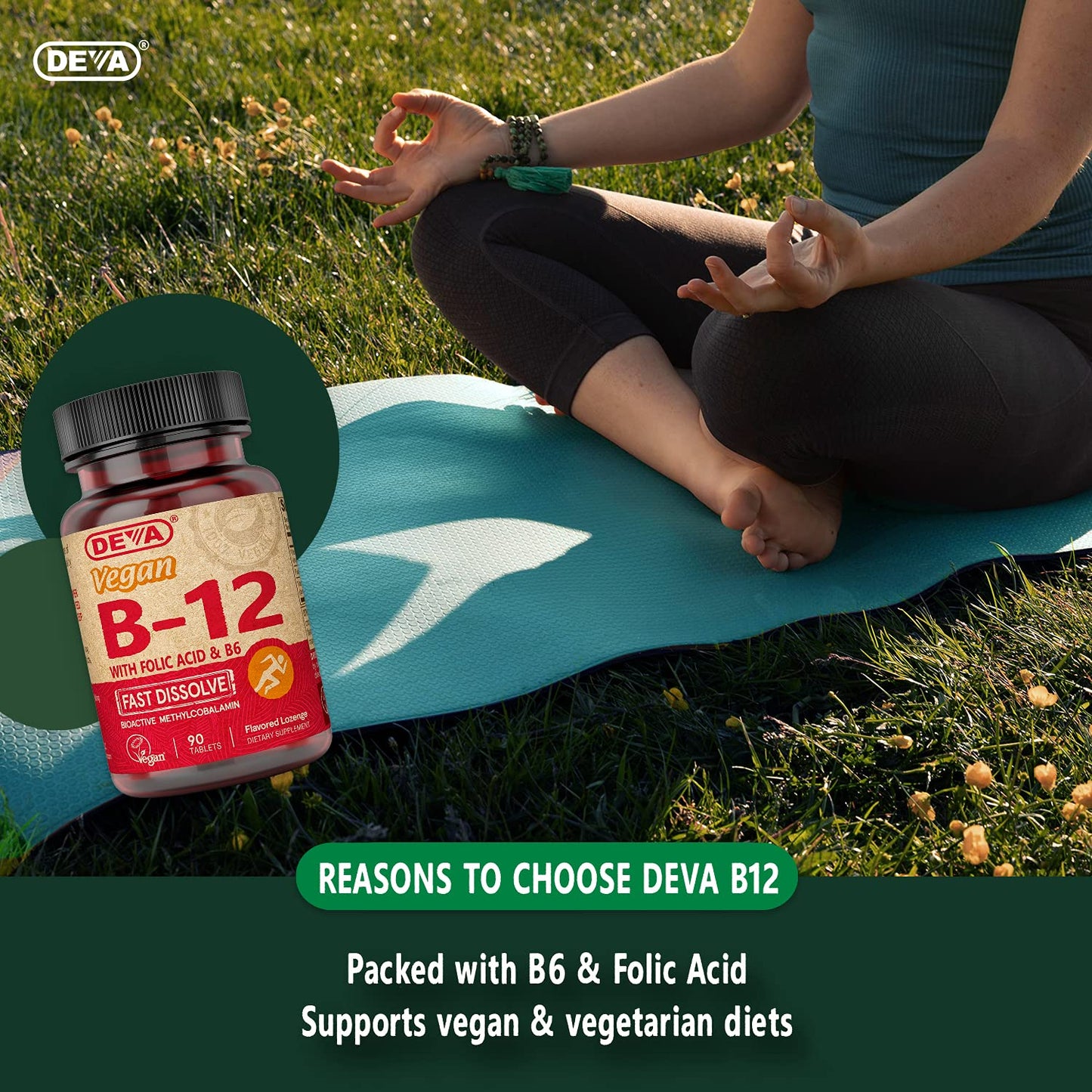 Tabletas vitamina b12 vegana deva paquete