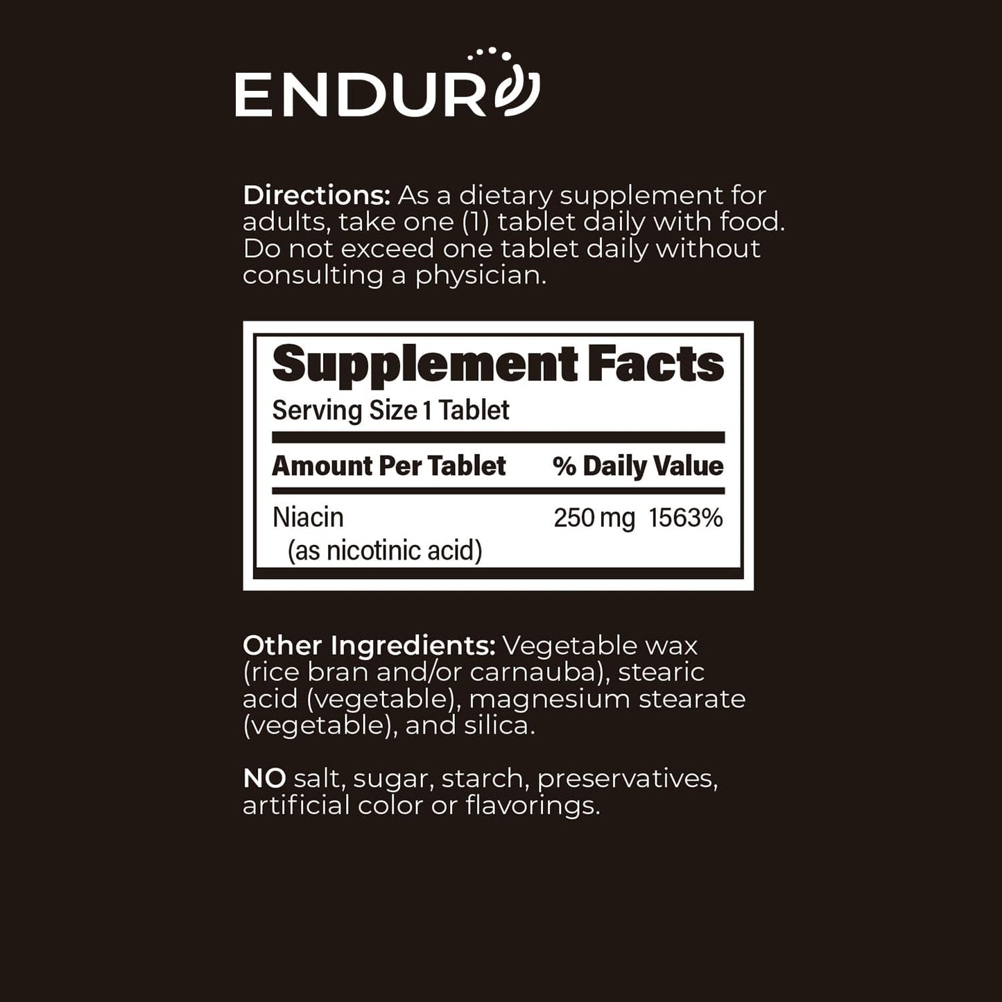 Tabletas de vitamina B3 Endurance Products Endur-Acin