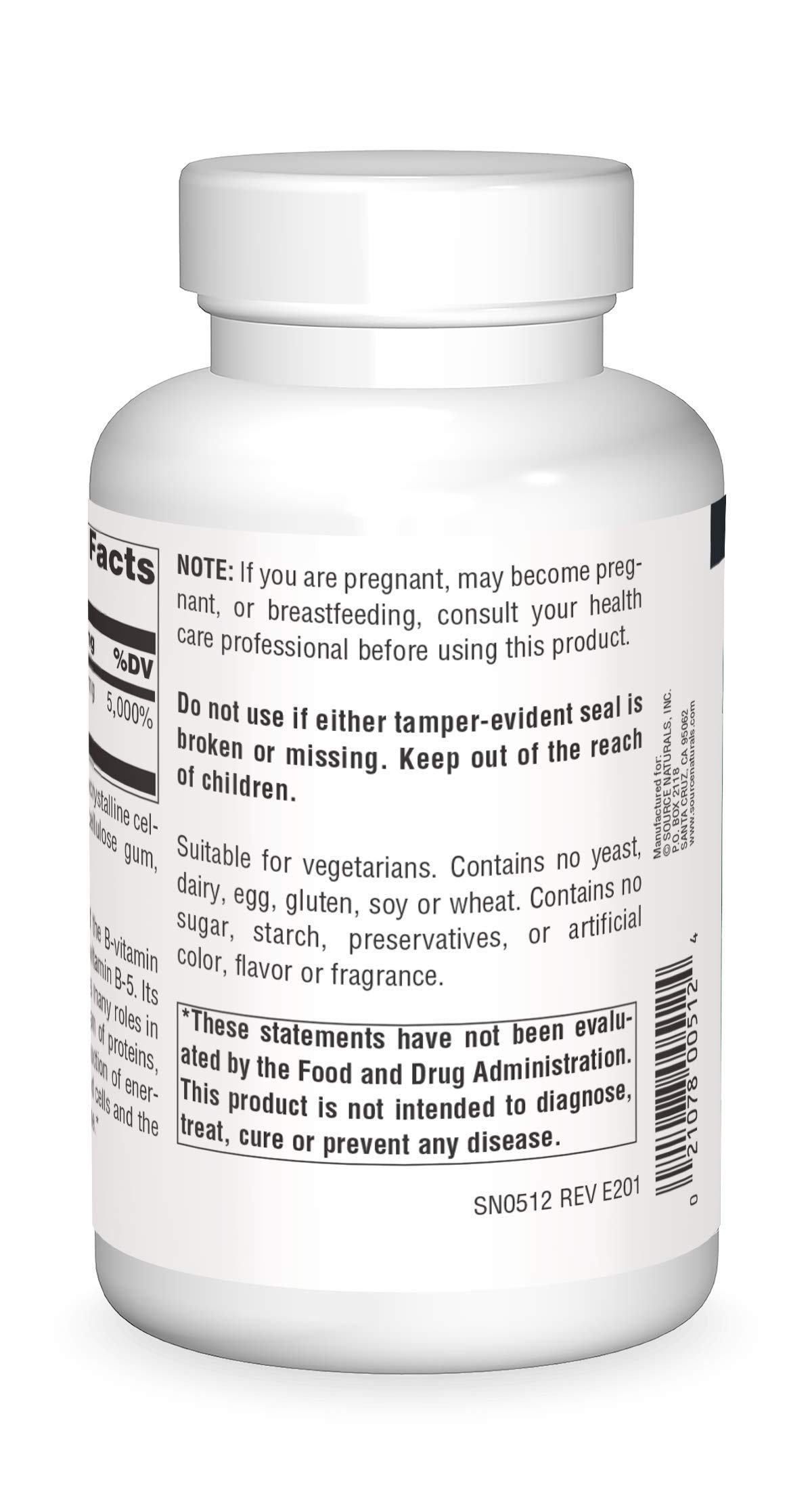 Tabletas vitamina B5 ácido pantoténico Source Naturals