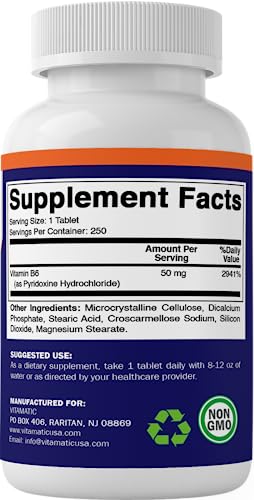 Tabletas Vitamatic vitamina B6 250 unidades