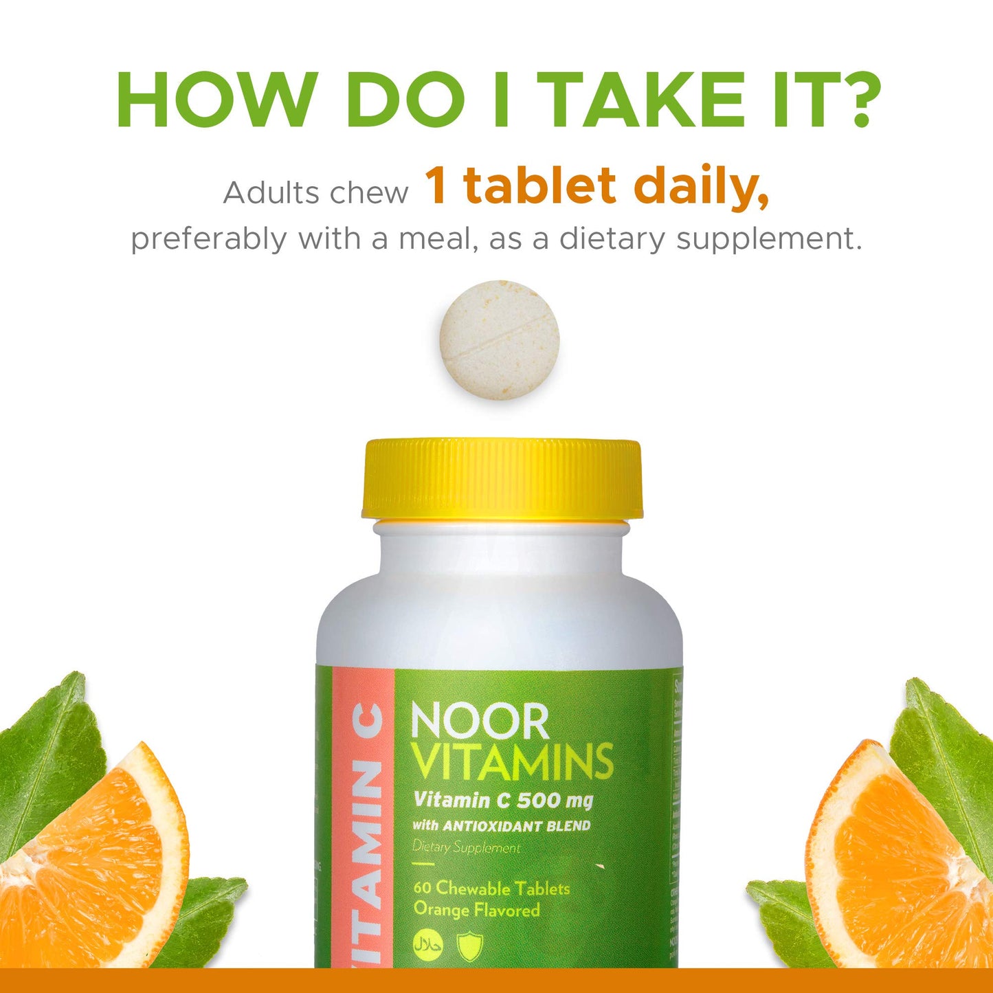 Tabletas vitamina c halal certificadas noor vitamins