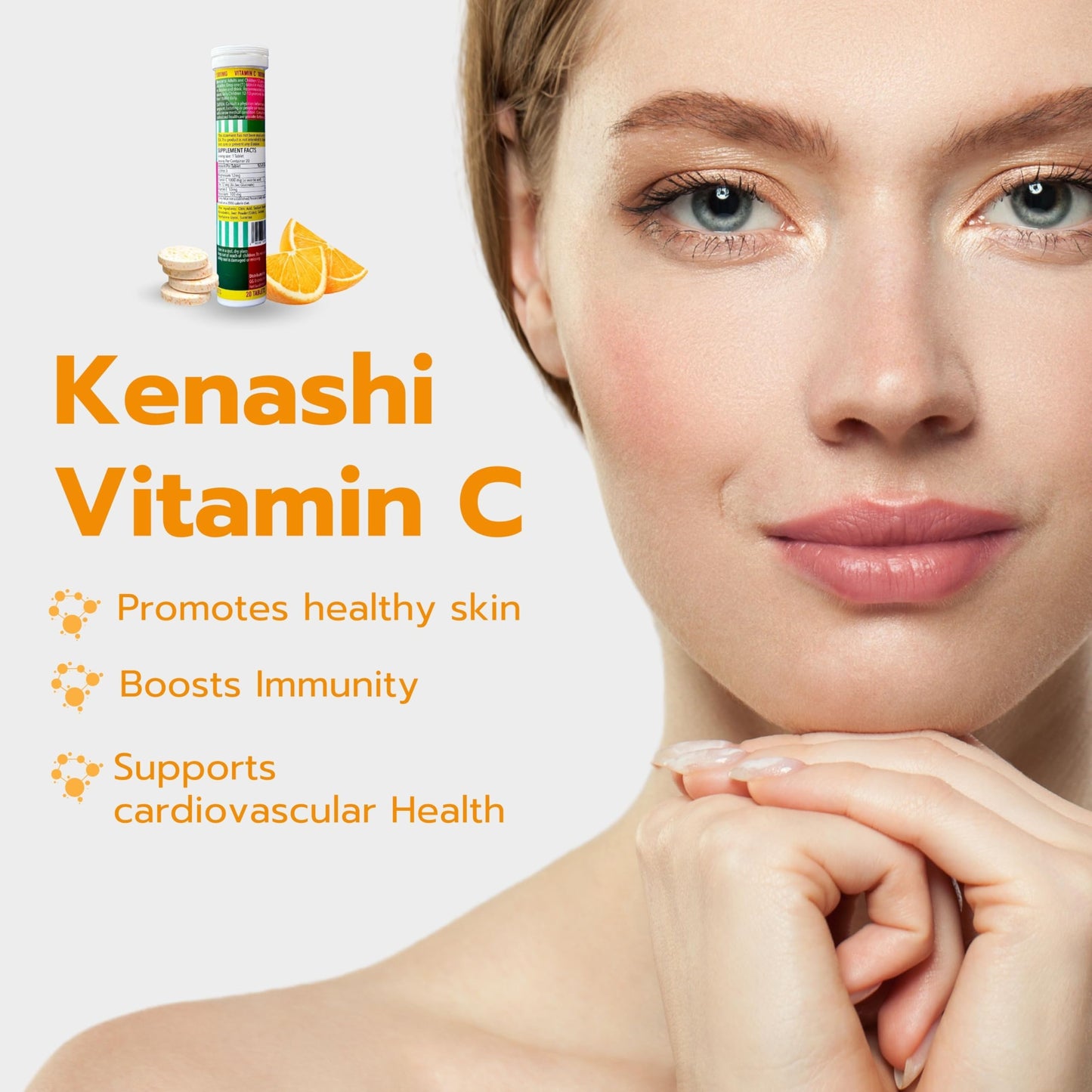 Tabletas vitamina C Kenashi para soporte sistema inmune