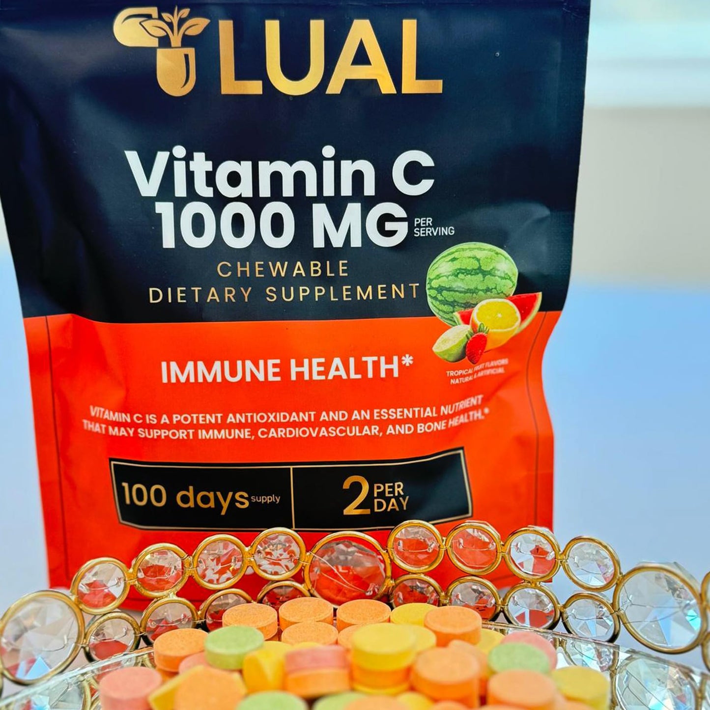 Tabletas vitamina c LUAL sin gluten para salud y bienestar