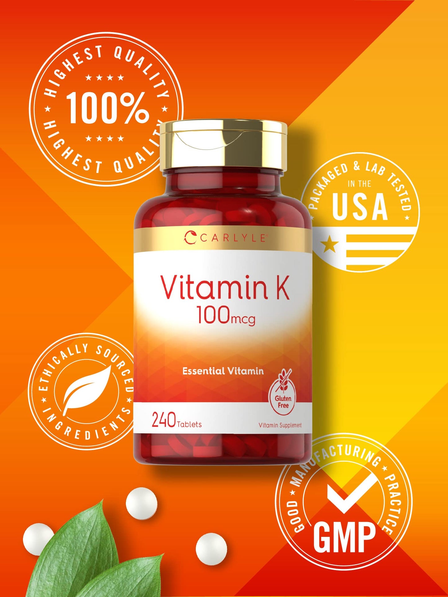 Tabletas de vitamina K Carlyle con ingredientes naturales
