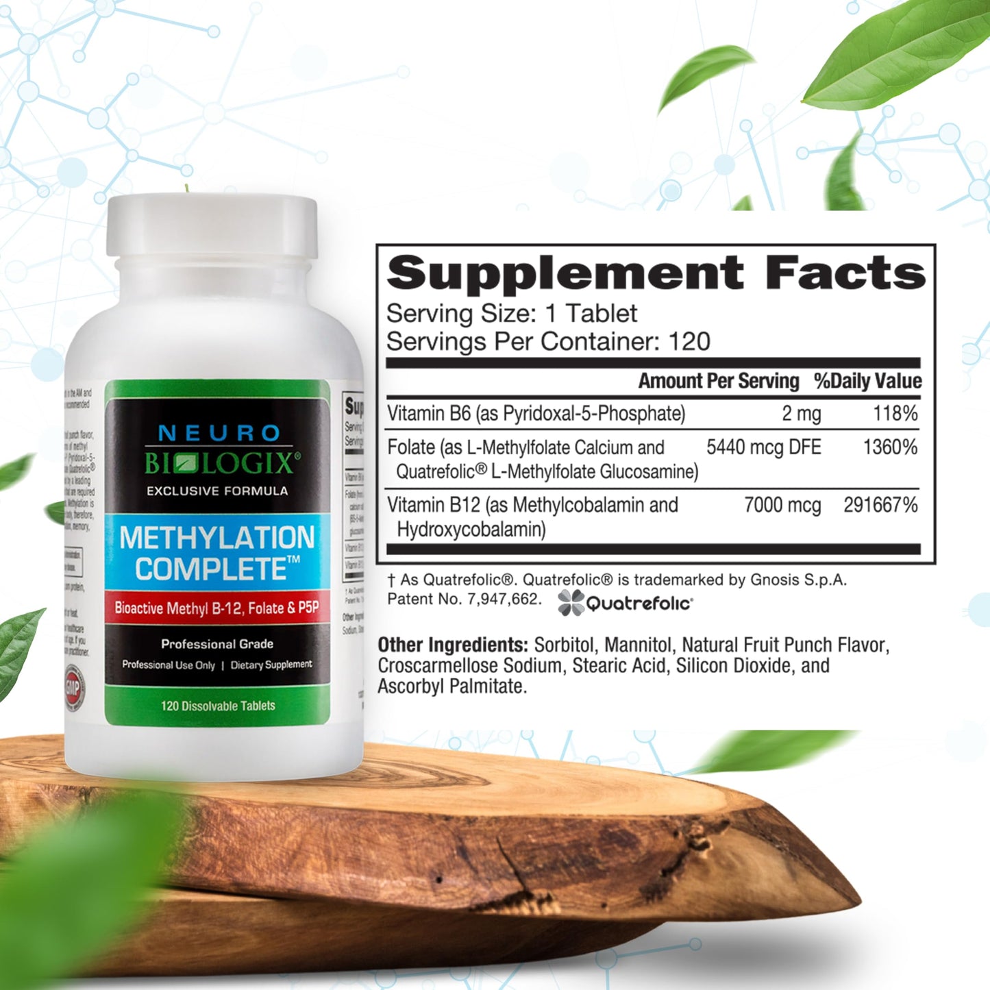 Tabletas Vitaminas Neuro Biologix Complejo B Metilado