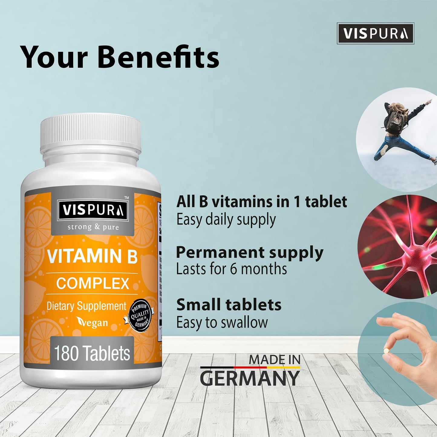 Tabletavegana VISPURA complejo B para estrés y energía saludable