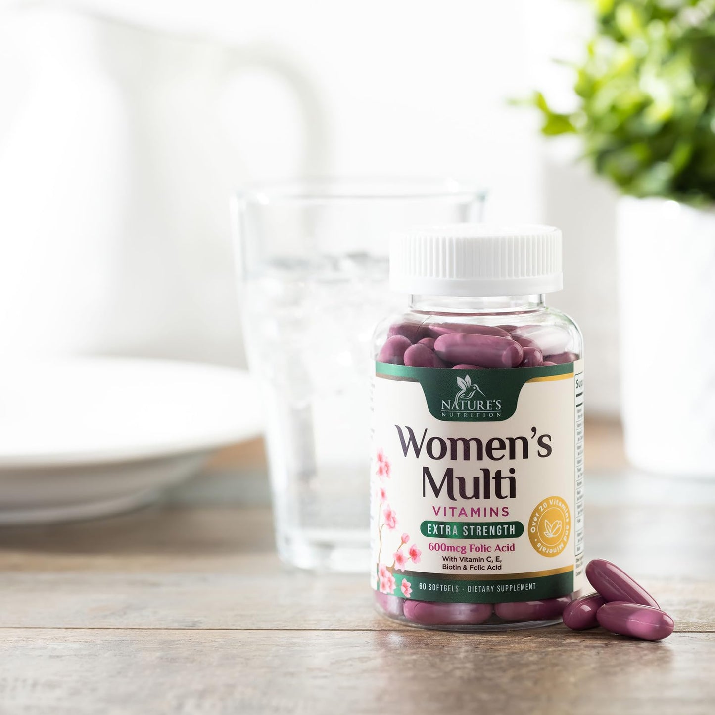 Tamaño compacto de botella multivitaminas mujeres